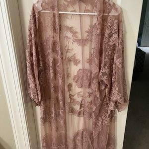 Pink boho style lace cover up